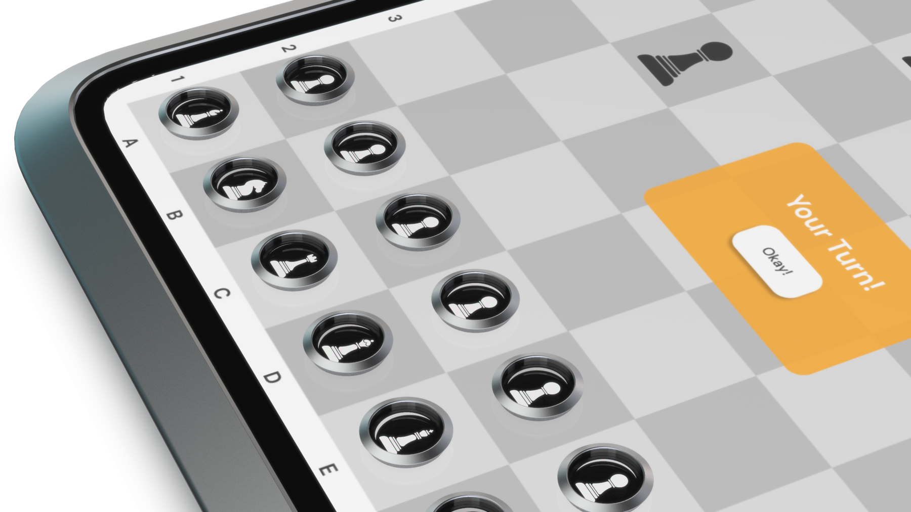 Standard pieces in play on the board
