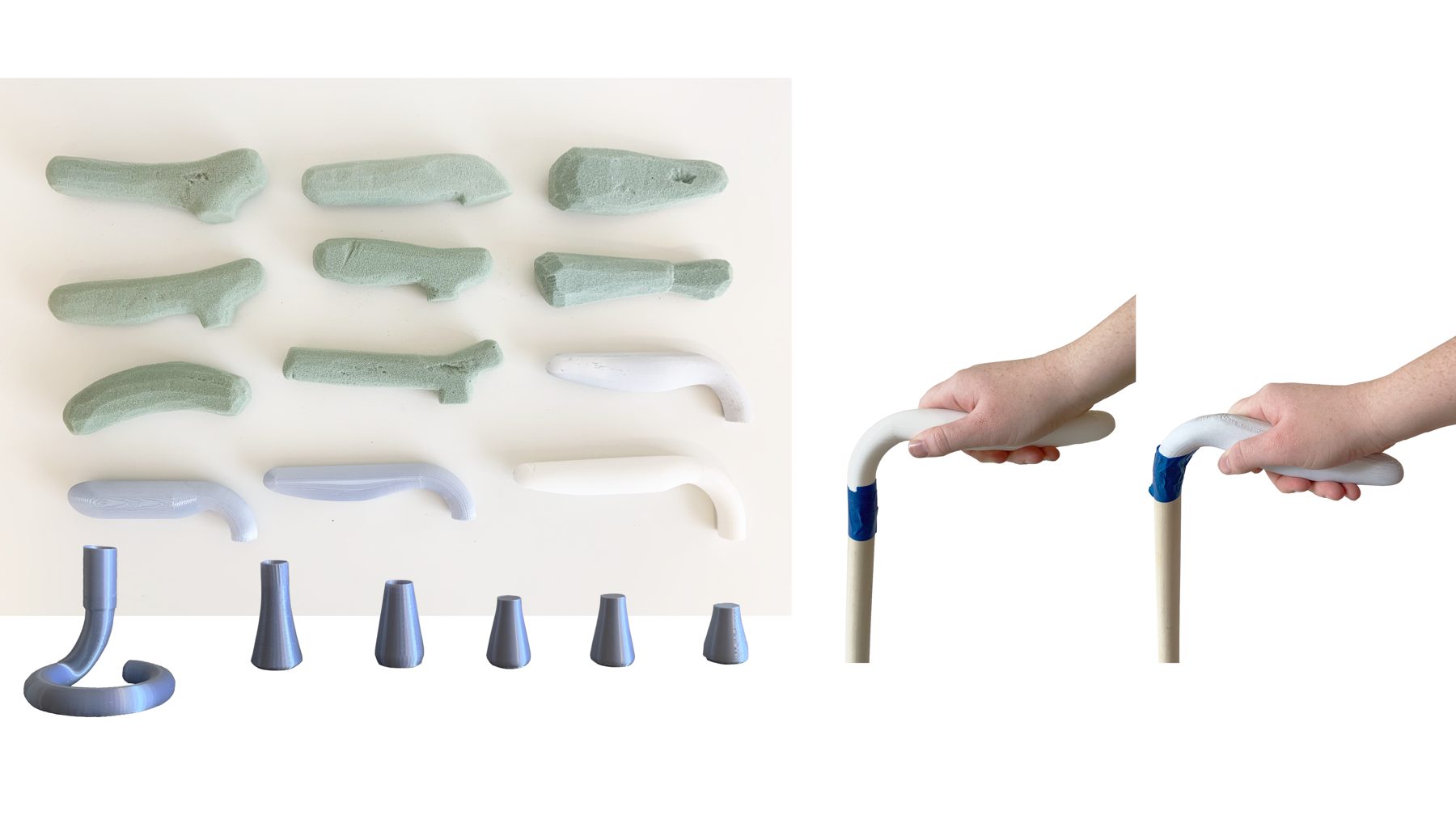 Form study models, foot studies and grip prototypes