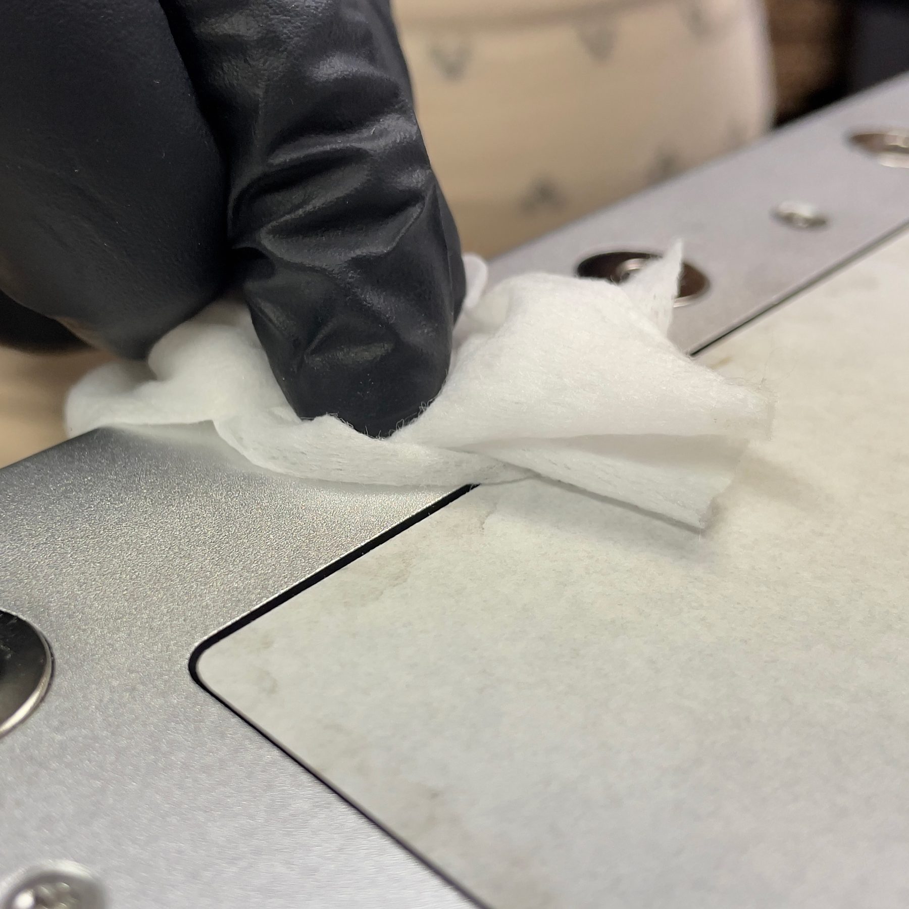 Wipe down with isopropyl alcohol.